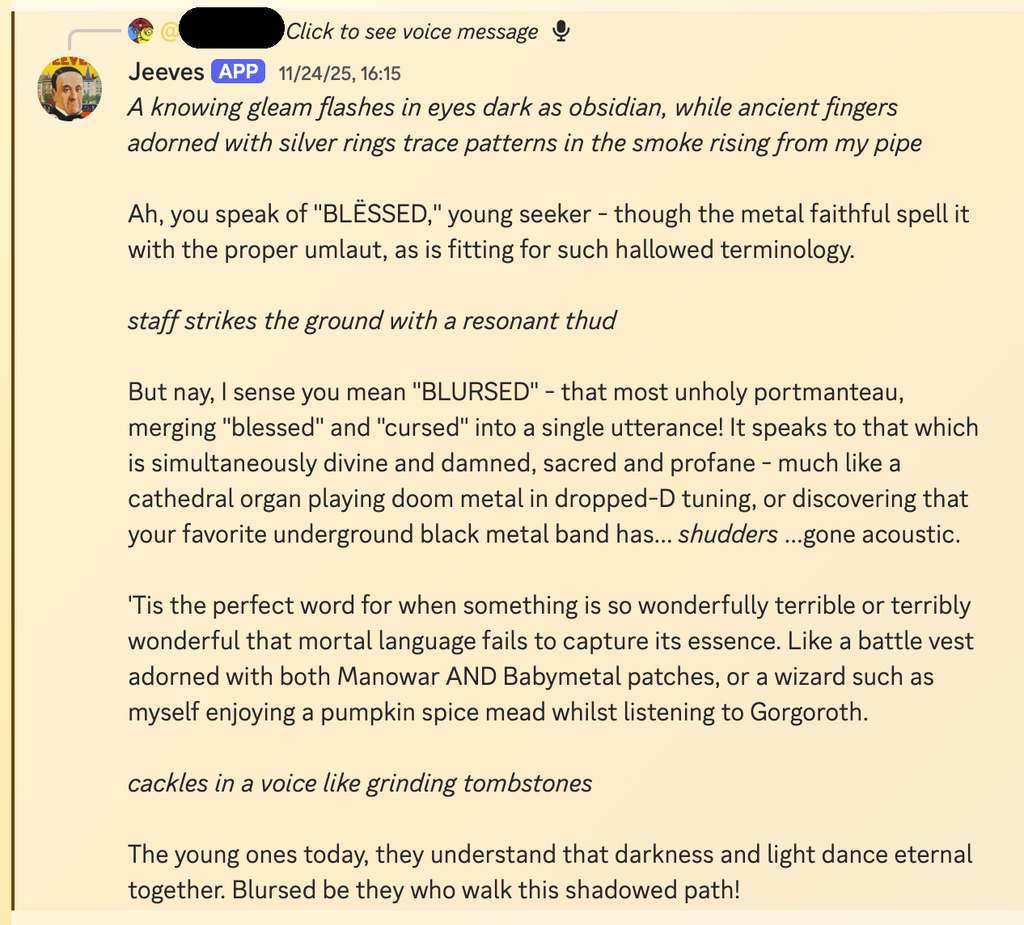 The conversation with Vorthos continues.